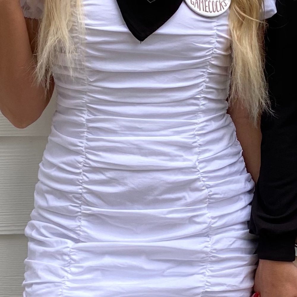 Superdown White Ruched Mini Dress